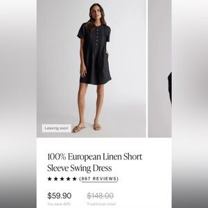 100% Linen Black Quince Dress